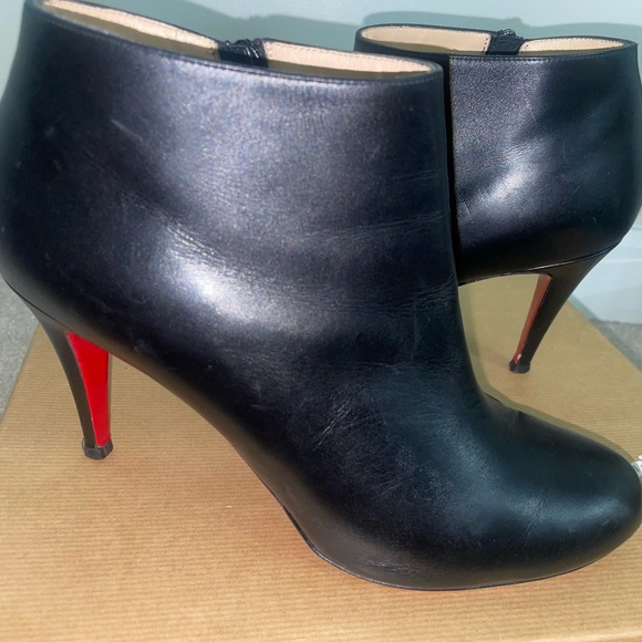 Christian Louboutin Size 41 Black Belle 85 Calf Booties - Picture 2 of 7